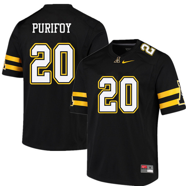 Men #20 A'Darius Purifoy Appalachian State Mountaineers College Football Jerseys Sale-Black